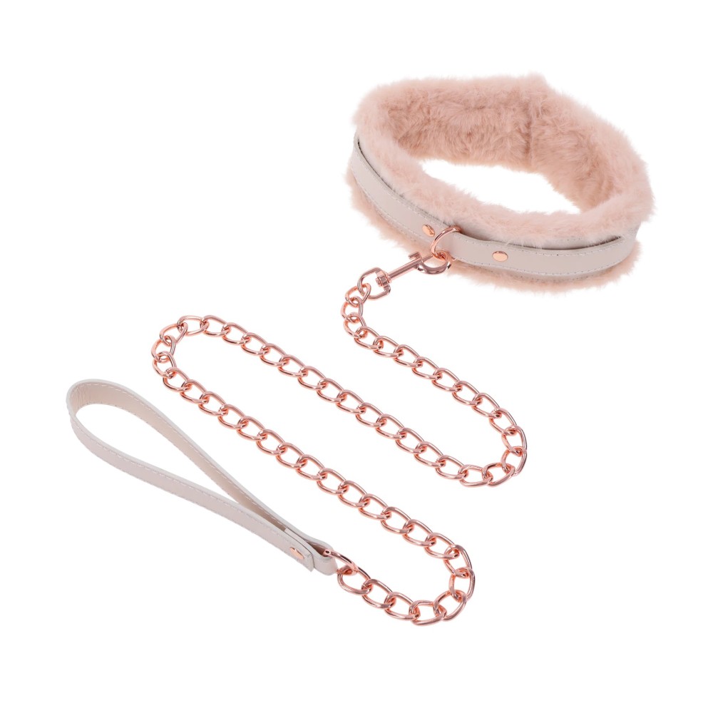Peaches N Creame Fur Collar and Leash - Pink