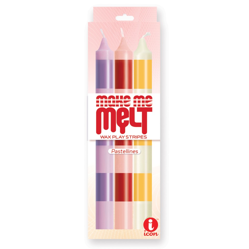 The 9's Make Me Melt Sensual Warm Drip Candles 3pk Stripes Pastellines