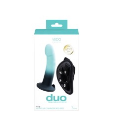 Duo Semi-Realistic Dildo With Harness - Turquoise/black Duo Semi-Realistic Dildo With Harness - Turquoise/black
