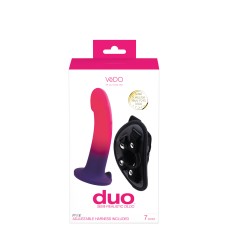 Duo Semi-Realistic Dildo With Harness - Pink/purple Duo Semi-Realistic Dildo With Harness - Pink/purple
