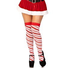 Candy Cane Lurex Striped Socks - Over the Knee - Os - White/red Candy Cane Lurex Striped Socks - Over the Knee - Os - White/red
