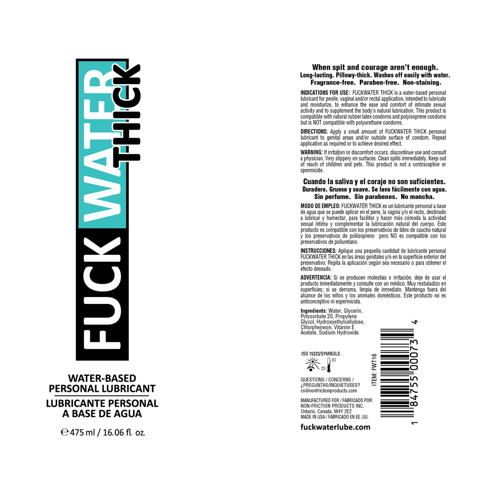 Fuck Water Thick 16oz Clear Water Based Lubricant