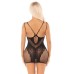 Black Lace and Net Mini Dress - With Dual Strap Detail - Os Black Lace and Net Mini Dress - With Dual Strap Detail - Os