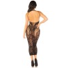 Seamless Rhinestone Lace and Net Body Con Dress - Os - Black