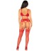 Red 3pc Lace Bra Top, G-String, and Stockings - Os Red 3pc Lace Bra Top, G-String, and Stockings - Os
