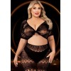 2 Piece Crop Top and Skirt Set - Queen Size - Black