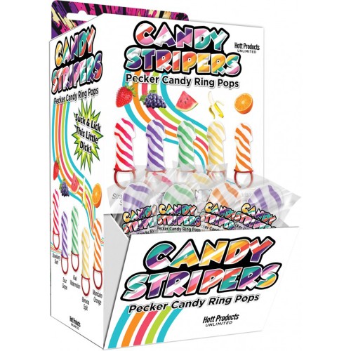 Candy Stripers Pecker Candy Ring Pop 36pc Display - 5 Assorted Flavors Candy Stripers Pecker Candy Ring Pop 36pc Display - 5 Assorted Flavors