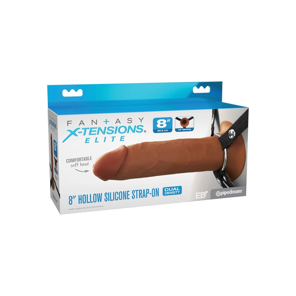 Fantasy X-Tensions Elite 8" Silicone Hollow Strap Dual Density - Brown