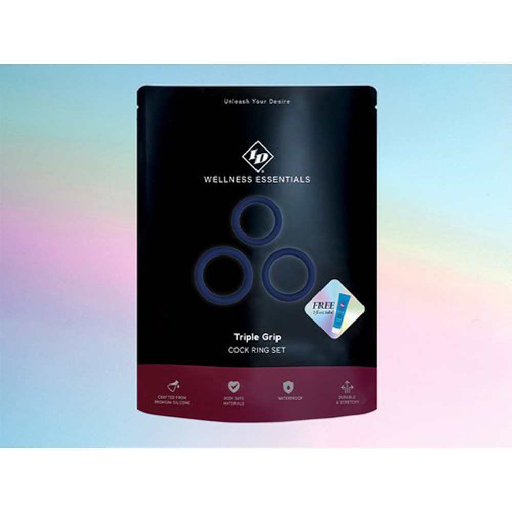 Tripple Grip Cock Ring Set - Blue