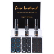 Pure Instinct Pheromone Infused Perfume Oil Men Acrylic Cube Display with Testers (22 Pcs)