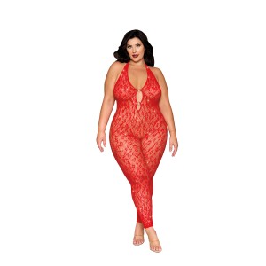 Rhinestone Bodystocking Dmnd - Queen Size - Poinsettia