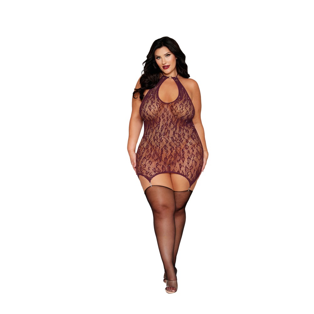 Garter Slip Dmnd - Queen Size - Cherry Lacquer