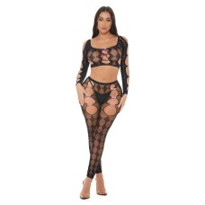 Tongue Twisted Crop Top and Leggings Black - Os Tongue Twisted Crop Top and Leggings Black - Os