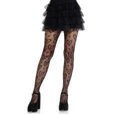 Cherie Heart Net Tights O/s - Black Cherie Heart Net Tights O/s - Black