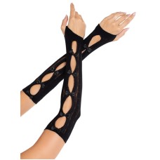 Sweetheart Striped Keyhole Arm Warmers O/s - Black Sweetheart Striped Keyhole Arm Warmers O/s - Black