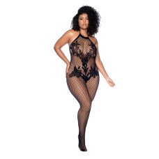 Vino Noir Floral Fishnet Bodystocking Plus - O/sx - Black Vino Noir Floral Fishnet Bodystocking Plus - O/sx - Black