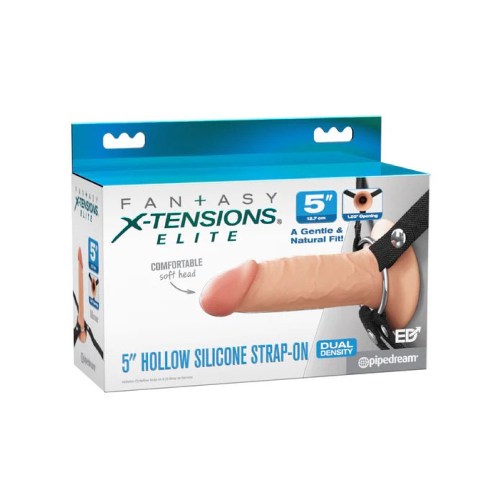 Fantasy X-Tensions Elite 5" Silicone Hollow Strap-on Dual Density - Light