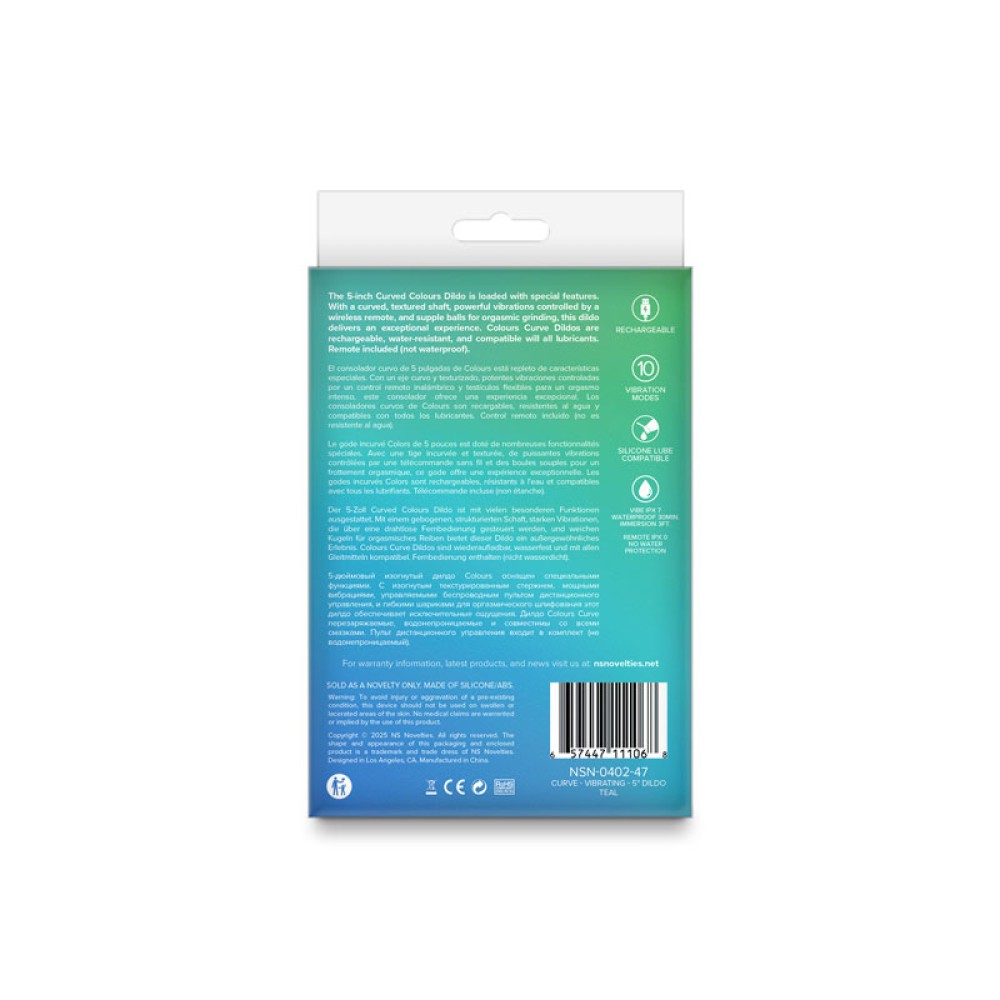 Colours Curve Vibrating 5" Dildo - Teal