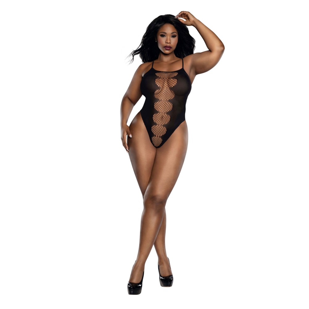 Easy Teddy With Fishnet Peek a Boo - Black - Q