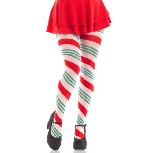 Lane Holiday Ribbon Striped Tights - Green/red - Os Lane Holiday Ribbon Striped Tights - Green/red - Os