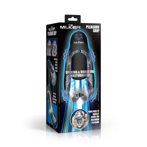 Pleasure Grip Sucking and Vibrating Masturbator - Black Pleasure Grip Sucking and Vibrating Masturbator - Black