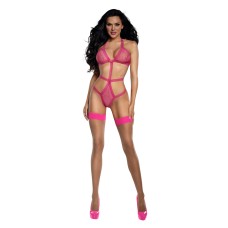 Neon Pink Tiger Mesh Playsuit - Os Neon Pink Tiger Mesh Playsuit - Os