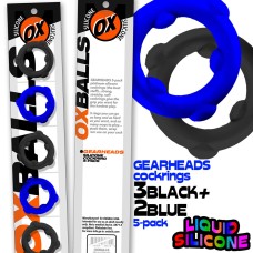 Gearheads 5 Pack Spinner Rings - Blue Black Gearheads 5 Pack Spinner Rings - Blue Black