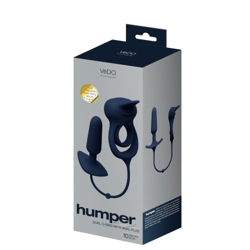 Humper Rechargeable Dual C-Ring With Anal Plug - Black Humper Rechargeable Dual C-Ring With Anal Plug - Black