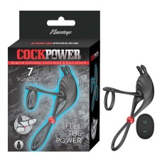 Cockpower Remote Control Cockring and Ball Cinch - Black