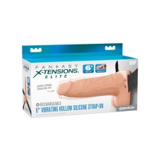 Fantasy X-Tensions Elite 6" Vibrating Hollow Silicone Strap-on - Light