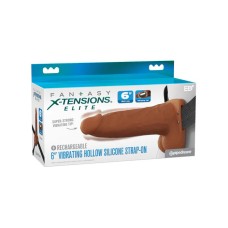 Fantasy X-Tensions Elite 6" Vibrating Hollow Silicone Strap-on - Brown