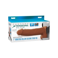 Fantasy X-Tensions Elite 7" Vibrating Hollow Silicone Strap-on - Brown