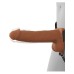 Fantasy X-Tensions Elite 7" Vibrating Hollow Silicone Strap-on - Brown