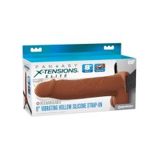 Fantasy X-Tensions Elite 8" Vibrating Hollow Silicone Strap-on - Brown