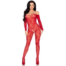 Lace Lingerie Jumpsuit - Os - Red