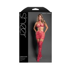 Unmatched Bralette and Harnessed Stocking Skirt - Os - Hot Pink