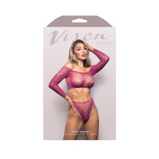 Your Desire Long Sleeve Top and Panty - Os - Magenta
