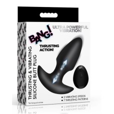 Thrusting and Vibrating Silicone Butt Plug - Black