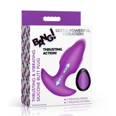 Thrusting and Vibrating Silicone Butt Plug - Purple