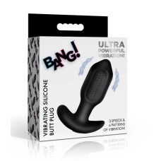 Bumpy Vibrating Silicone Butt Plug - Black