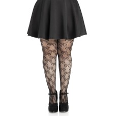 Plus Bow Net Tights - 1x 2x - Black