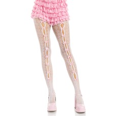 Sweetheart Striped Tights - Os - White/pink