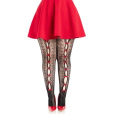 Plus Sweetheart Striped Tights Black Red