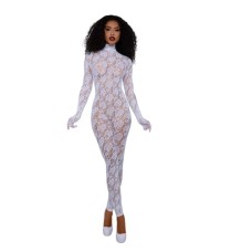 Gloved Bodystocking Dmnd - Os - White