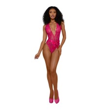 Tiana Lace Teddy With Satin Tie - S/m - Azalea