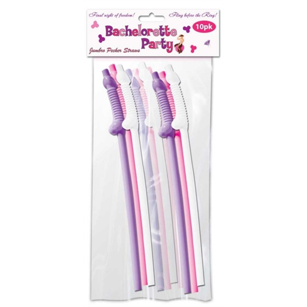 Bachelorette Party Jumbo Flexy Pecker Straws 10 Pack