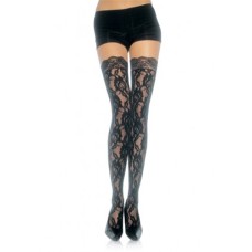 Lace Top Lace Thigh Highs - One Size - Black Lace Top Lace Thigh Highs - One Size - Black
