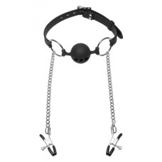 Hinder Silicone Breathable Ball Gag and Nipple Clamps Hinder Silicone Breathable Ball Gag and Nipple Clamps