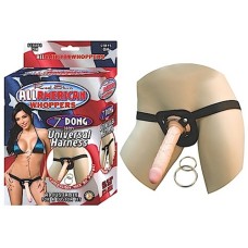 All American Whoppers 7-Inch Dong With Universal Harness-Flesh All American Whoppers 7-Inch Dong With Universal Harness-Flesh
