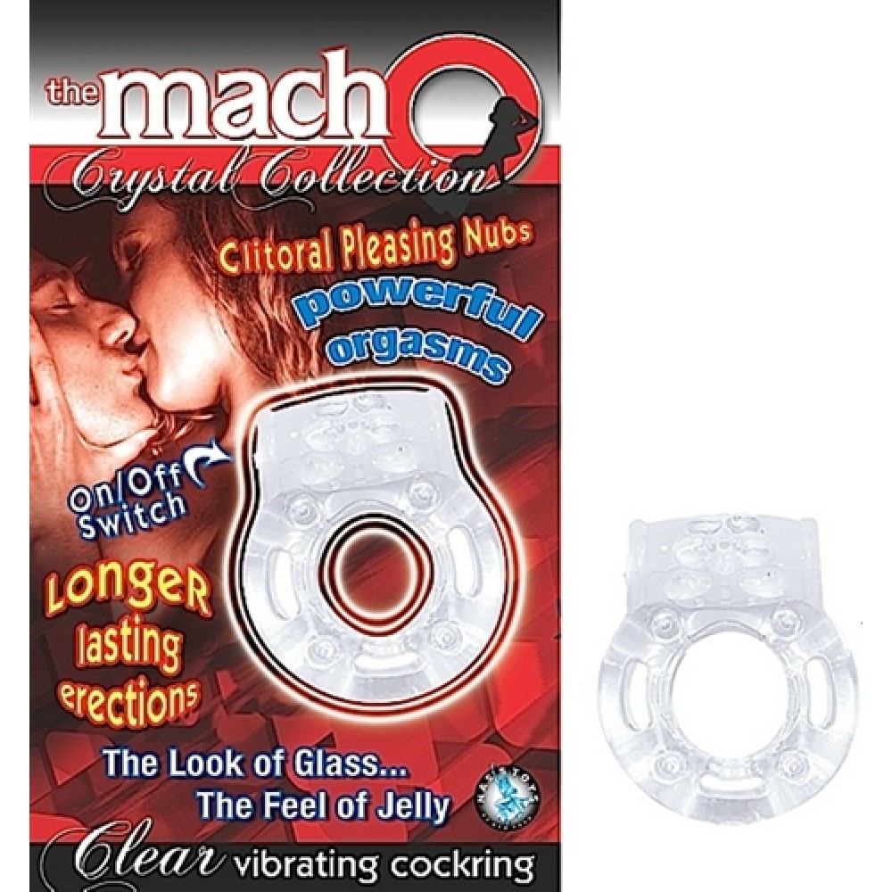 The Macho Crystal Collection Vibrating Cock Ring- Clear